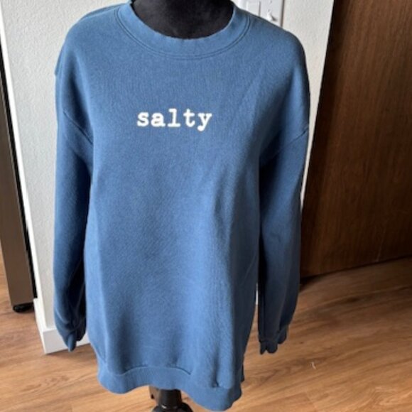 America Apparel Womens Unisex Blue "Salty" Fleece Sweatshirt Med - Picture 1 of 5